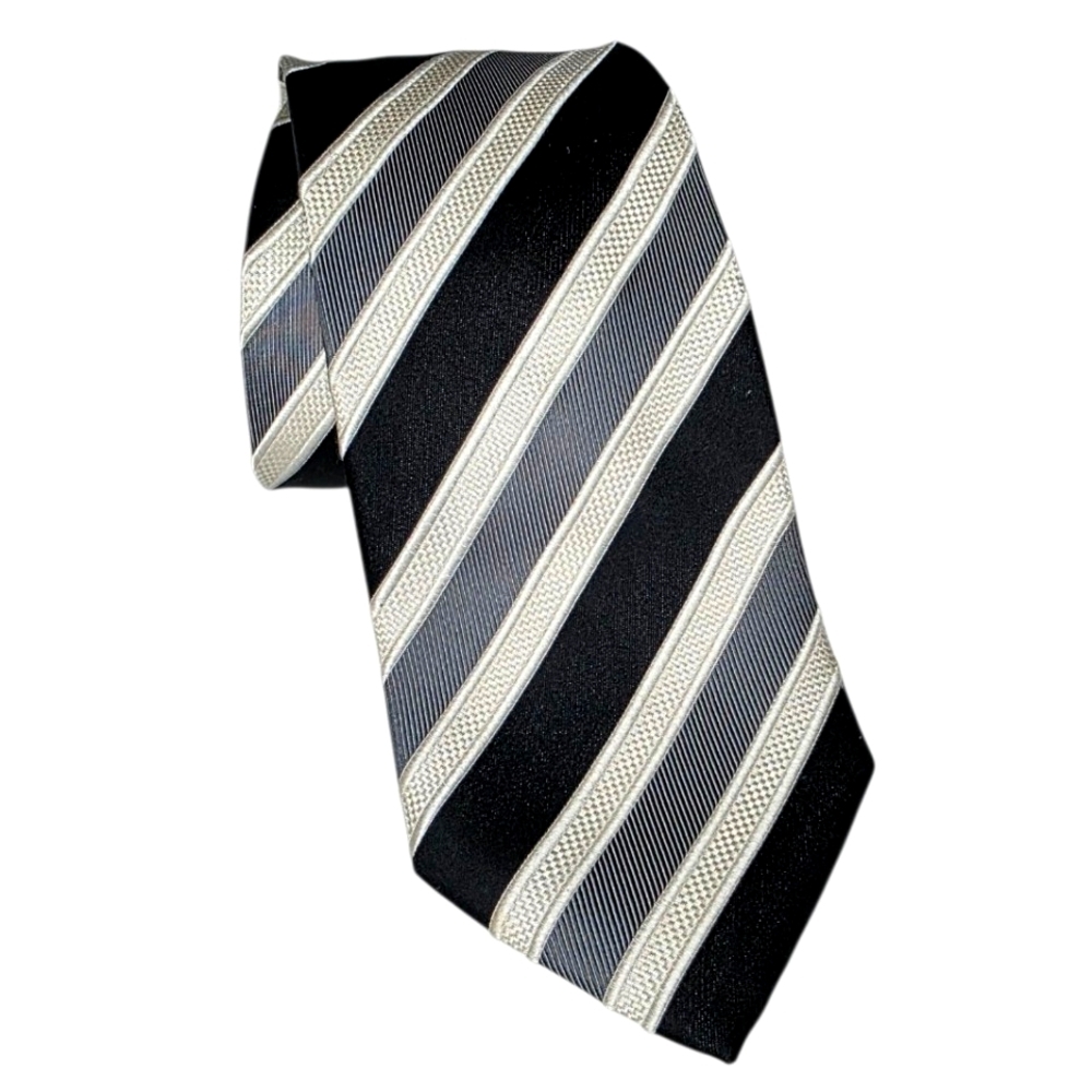 DONALD TRUMP Signature Collection Classic Black Striped Retro Silk Tie